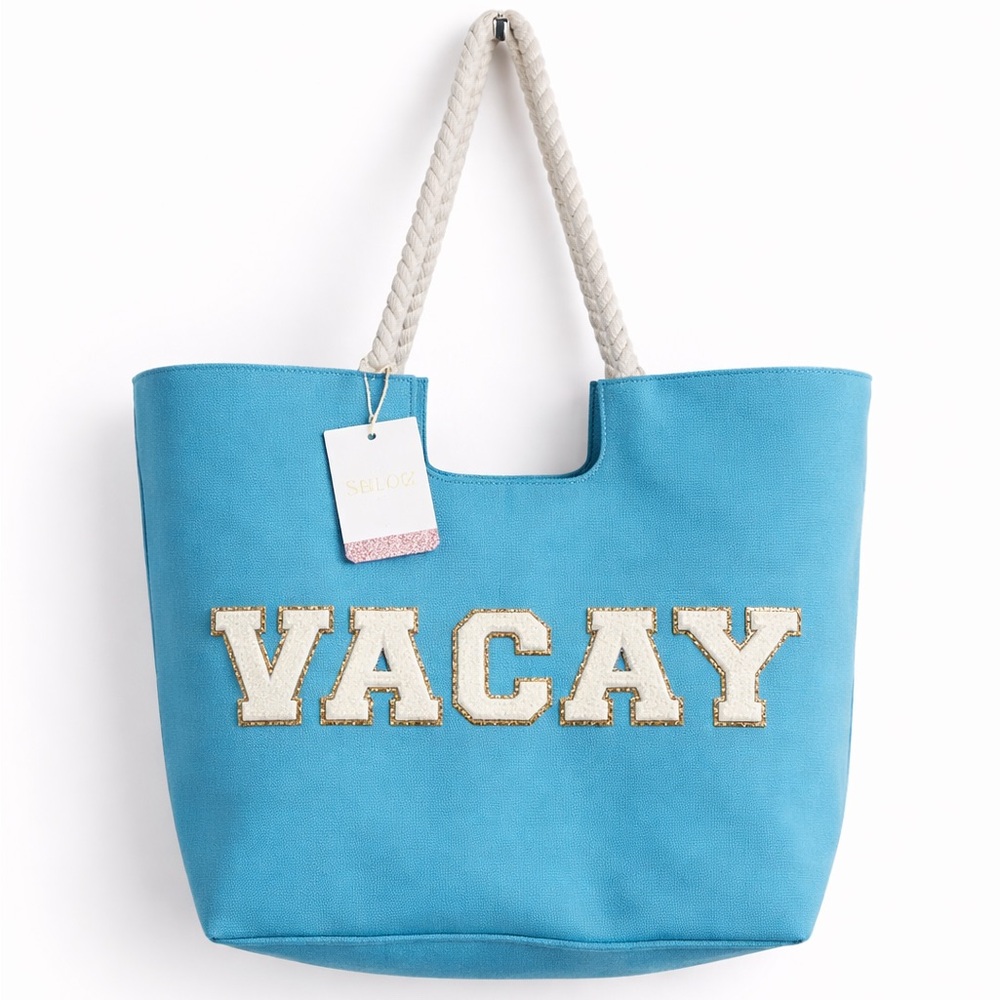 Chic Blue Tote with VACAY Design